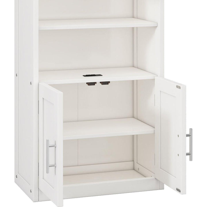 Queen Size Murphy Bed with 2 Side Cabinet Storage Shelves, 68-inch Cabinet Bed Folding Wall Bed with Desk Combo Perfect for Guest Room, Study, Office,White(old sku:BS7013008104C)