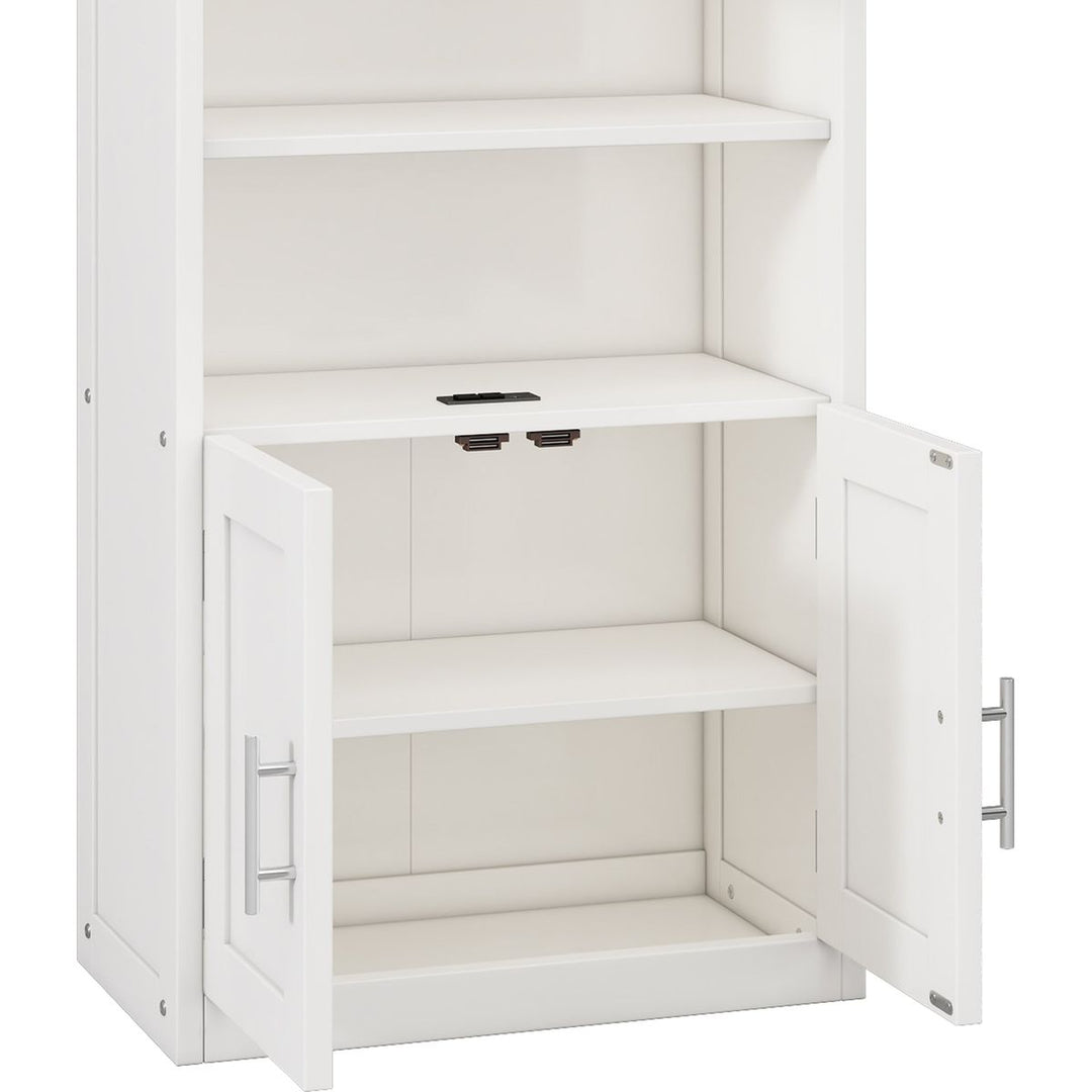 Full Size Murphy Bed with 1 Side Cabinet Storage Shelf, 61.5-inch Cabinet Bed Folding Wall Bed with Desk Combo Perfect for Guest Room,Study, Office,White(old sku:BS7012008109C)
