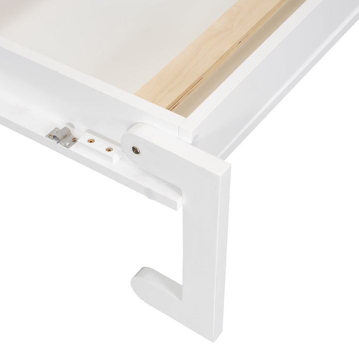 Full Size Murphy Bed Wall Bed with Closet ,Drawers and Table,White