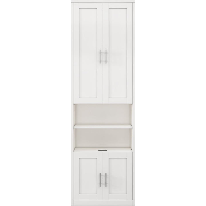 Full Size Murphy Bed with 1 Side Cabinet Storage Shelf, 61.5-inch Cabinet Bed Folding Wall Bed with Desk Combo Perfect for Guest Room,Study, Office,White(old sku:BS7012008109C)