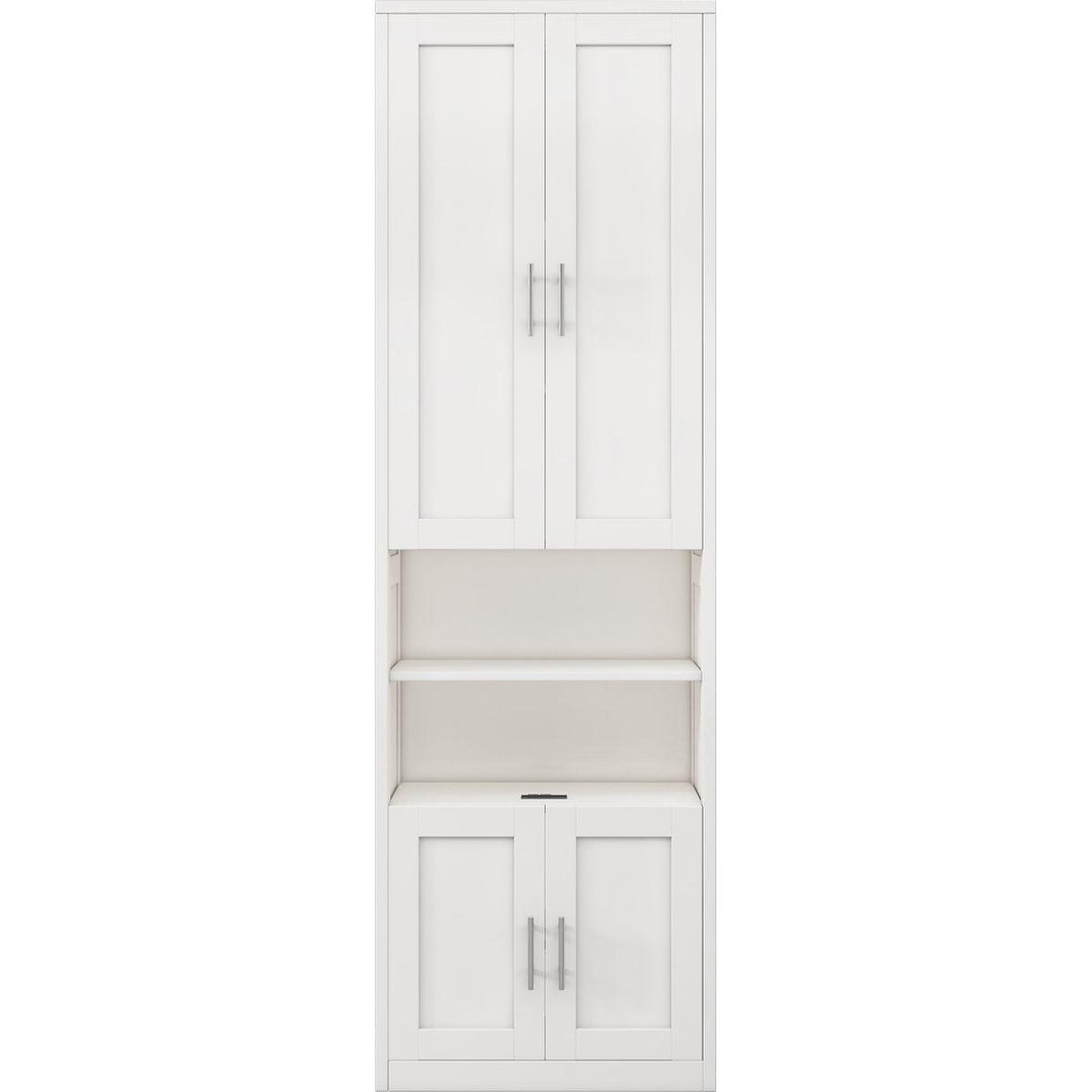 Queen Size Murphy Bed with 2 Side Cabinet Storage Shelves, 68-inch Cabinet Bed Folding Wall Bed with Desk Combo Perfect for Guest Room, Study, Office,White(old sku:BS7013008104C)