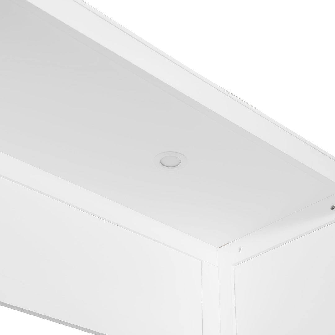 Full Size Murphy Bed Wall Bed with Closet ,Drawers and Table,White