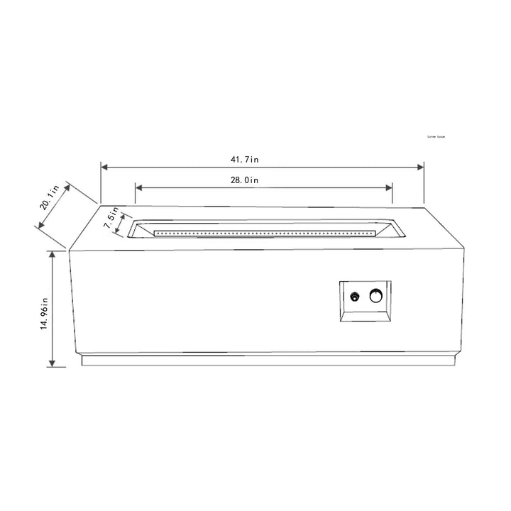 42' Propane Gas Fire Pit Table, 50000 BTU Rectangular Steel Fire Pit with Glass Wind Guard for Outside Patio Deck Garden Courtyard -Gray
