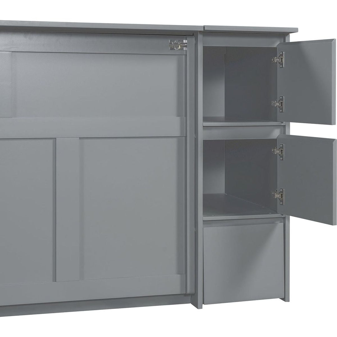 Full Size Murphy Bed with Drawers, Cabinets and USB Ports,Gray