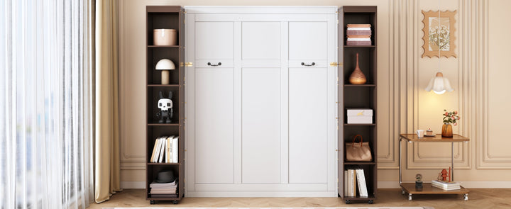 Queen Murphy Bed Wall Bed with Storage Doors, Espresso
