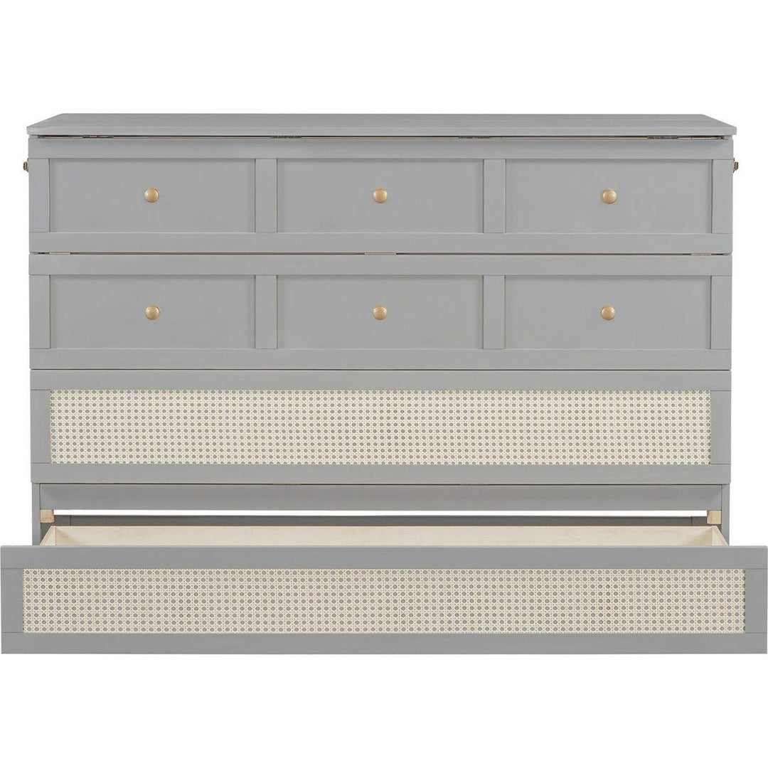 Queen Murphy Bed with Large Drawers,Gray