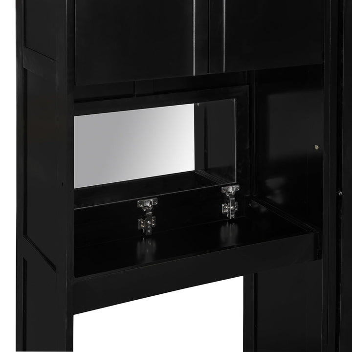 Queen Size Murphy Bed with Desk, Vanity and Cabinets, Espresso