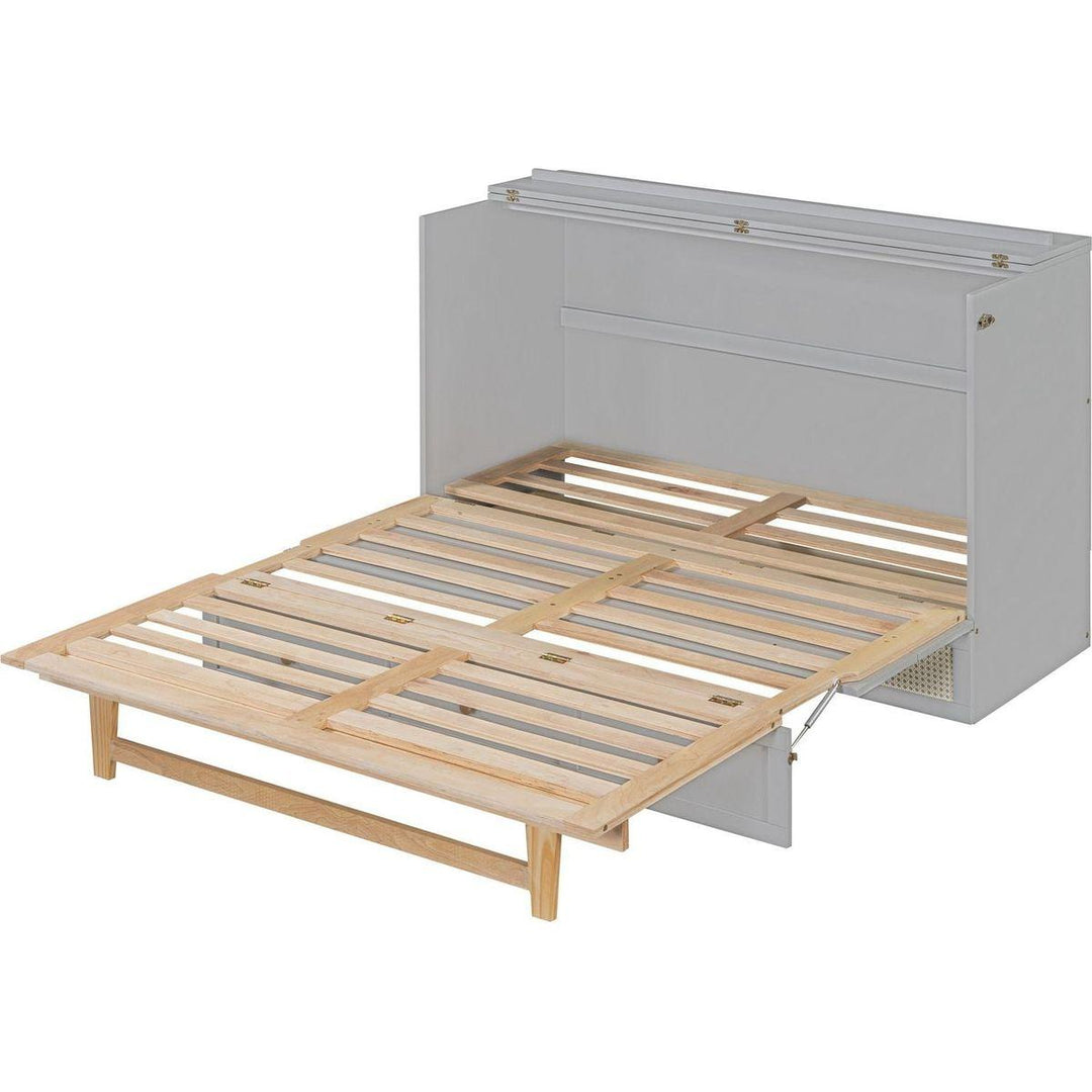 Queen Murphy Bed with Large Drawers,Gray