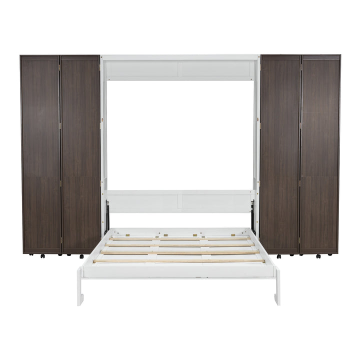 Queen Murphy Bed Wall Bed with Storage Doors, Espresso