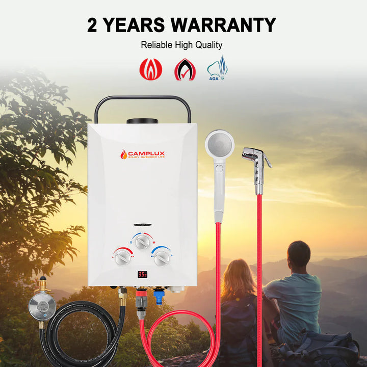 Camplux 8L Portable Gas Hot Water Heater w/ 4.3L Pump & Sink Sprayer & Shower Stand