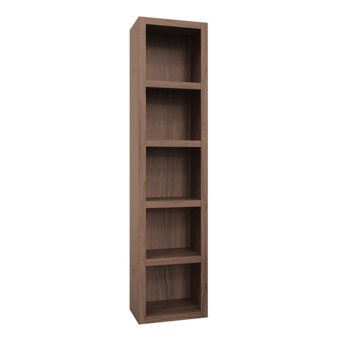 Easy-Lift Full Murphy Wall Bed in Natural Brown Wood Grain with Bookshelf