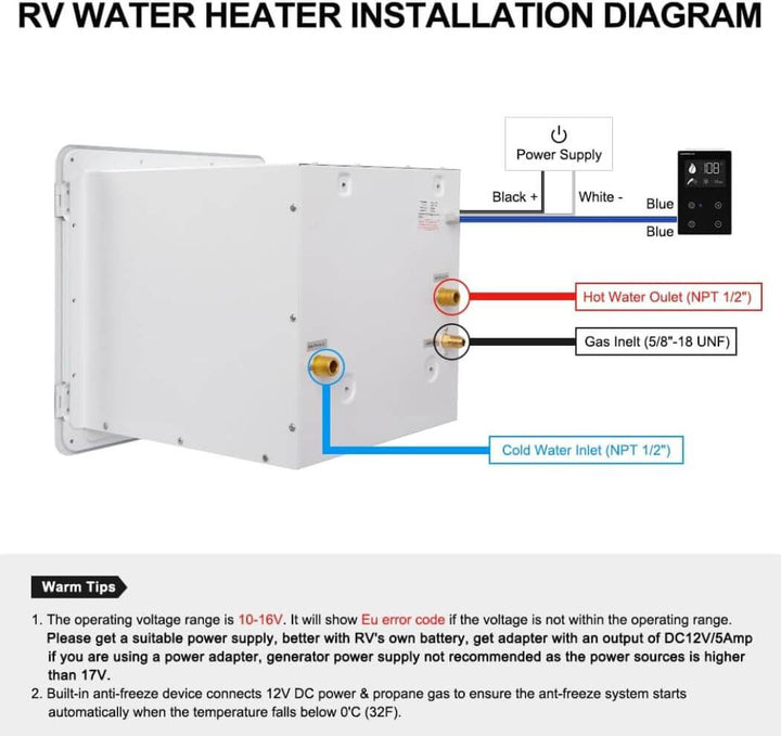 2.64GPM Tankless RV Hot Water Heater PRO With Remote Control