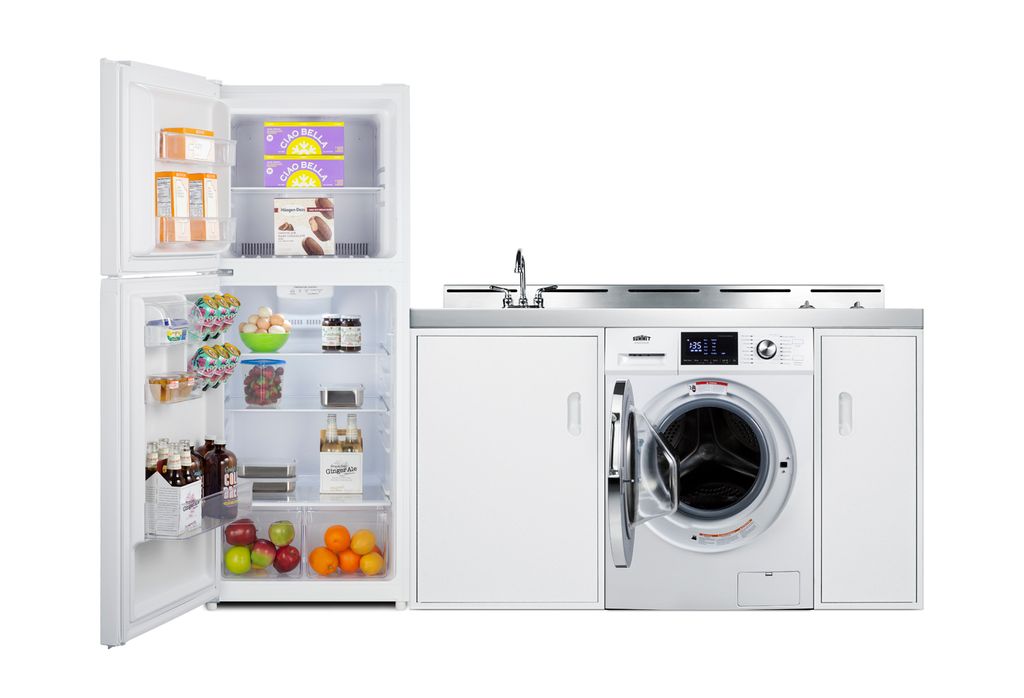 Summit 83" Wide All-In-One Kitchenette with Washer/Dryer Combo