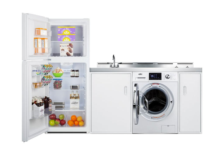 Summit 83" Wide All-In-One Kitchenette with Washer/Dryer Combo