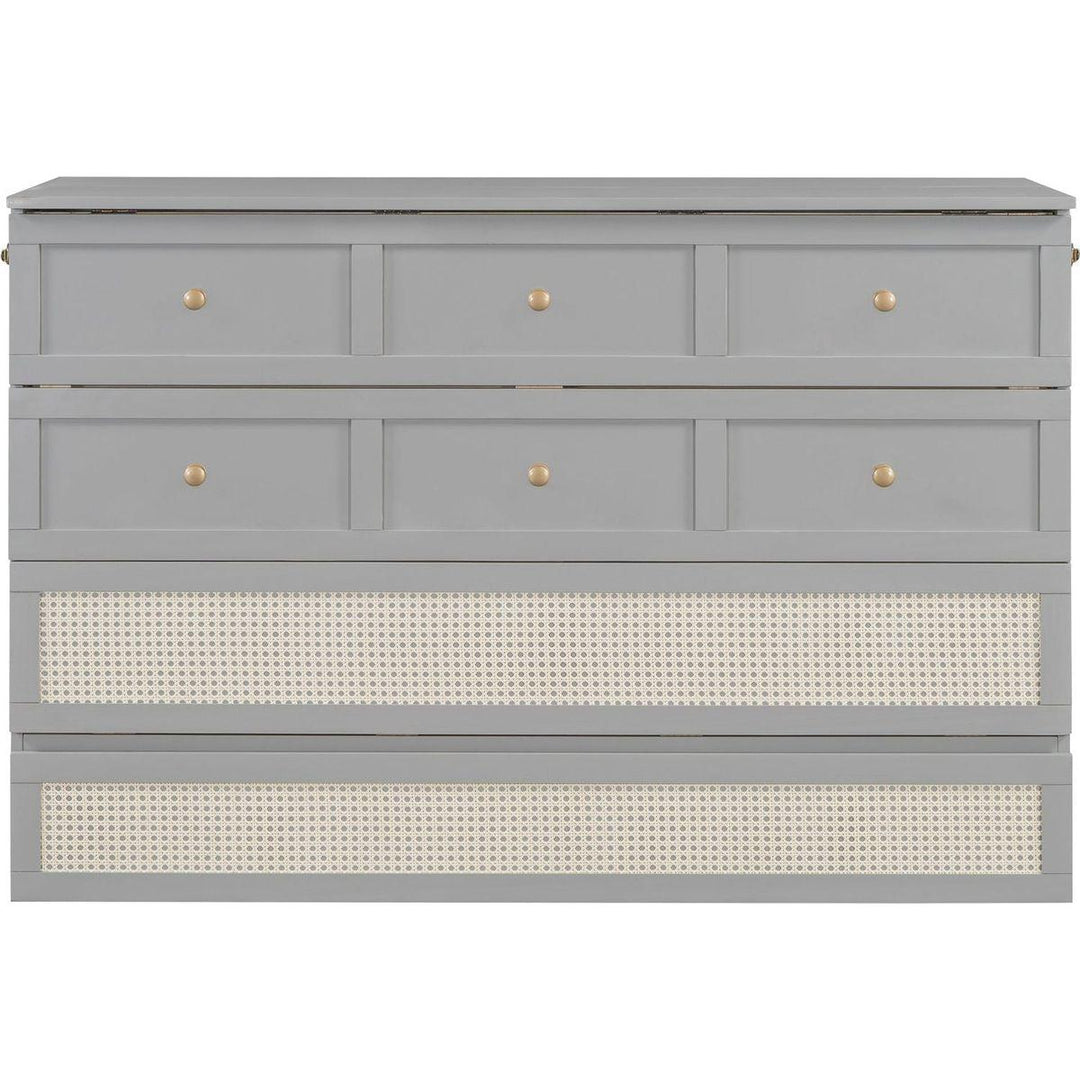 Queen Murphy Bed with Large Drawers,Gray