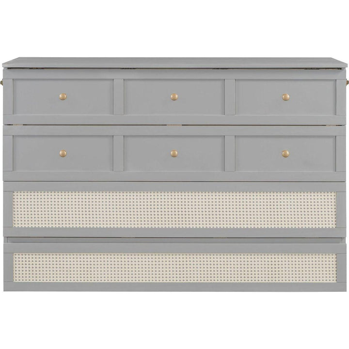 Queen Murphy Bed with Large Drawers,Gray