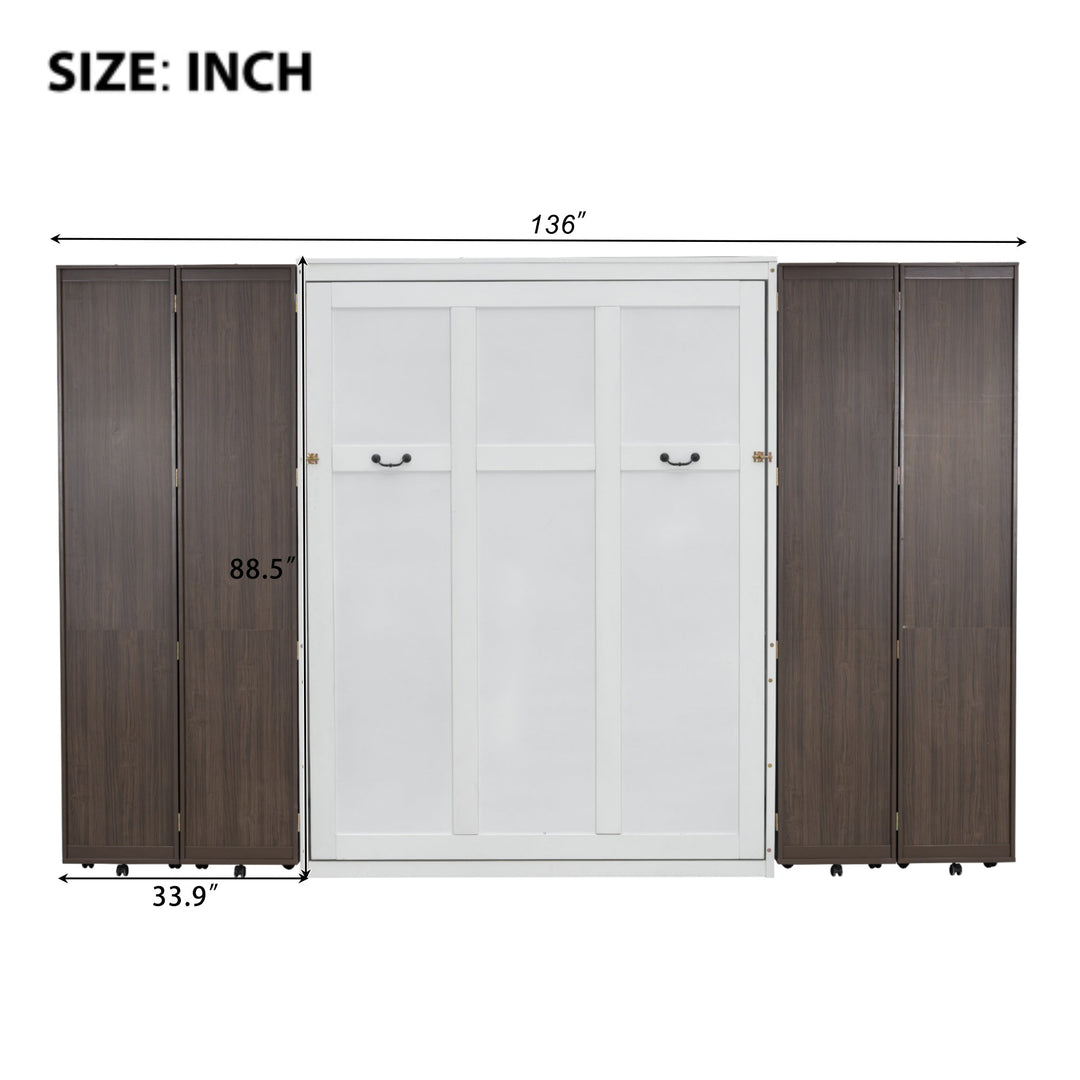 Queen Murphy Bed Wall Bed with Storage Doors, Espresso