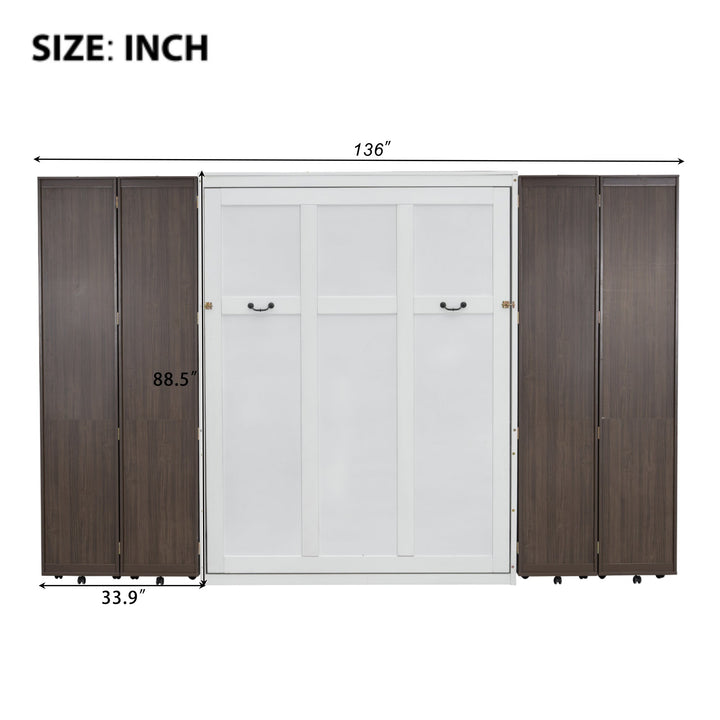 Queen Murphy Bed Wall Bed with Storage Doors, Espresso
