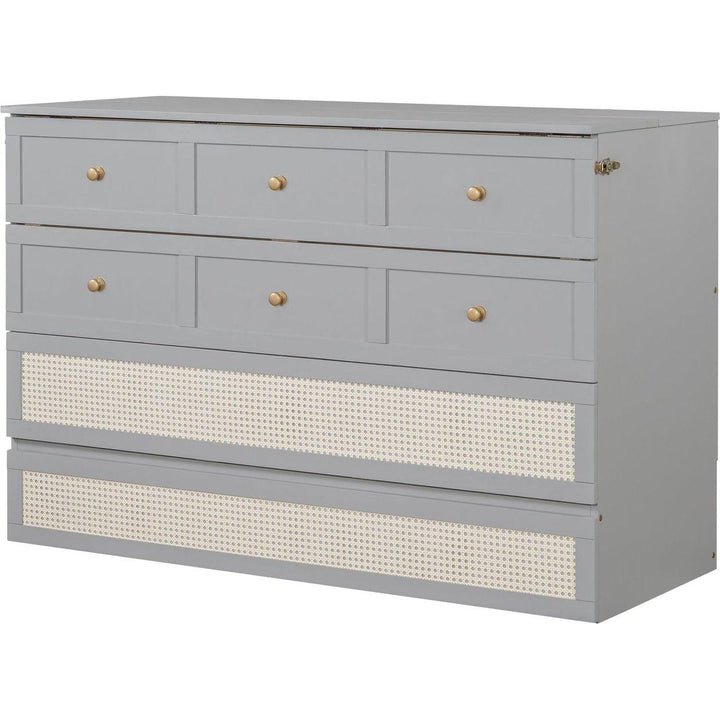 Queen Murphy Bed with Large Drawers,Gray