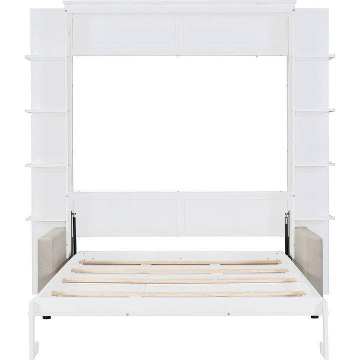 Queen Size Murphy Bed Wall Bed with Sofa,White