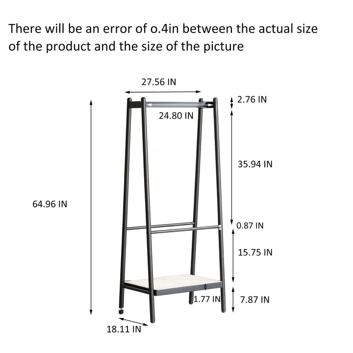 Streamdale Furniture (Black) Solid Oak Wood Clothes Rack, Black Rattan Hanger Rack-clothes Rack with Shelves, Cloth Hanger Standing Garment Racks for Hanging Clothes W1283P298205