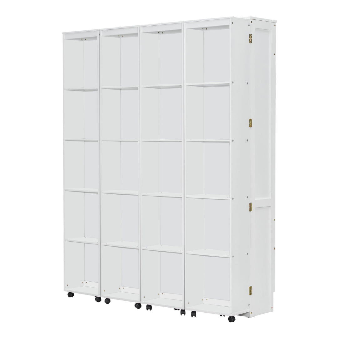 Queen Murphy Bed Wall Bed with Storage Doors, White