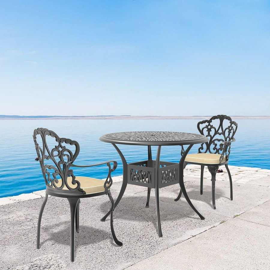 Streamdale Furniture (Cushions In Random Colors)3-Piece Set Of Cast Aluminum Patio Furniture With Cushions W1710S00053