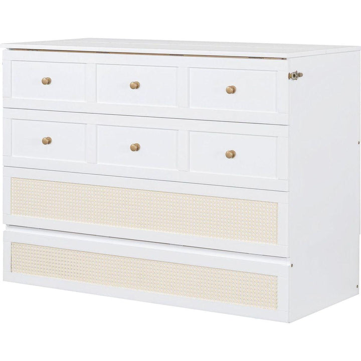 Full Size Murphy Bed with Large Drawers,White