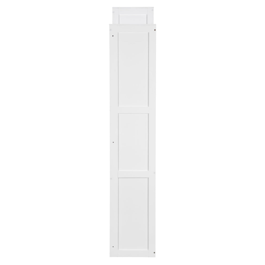 Queen Size Murphy Bed with Desk, Vanity and Cabinets, White