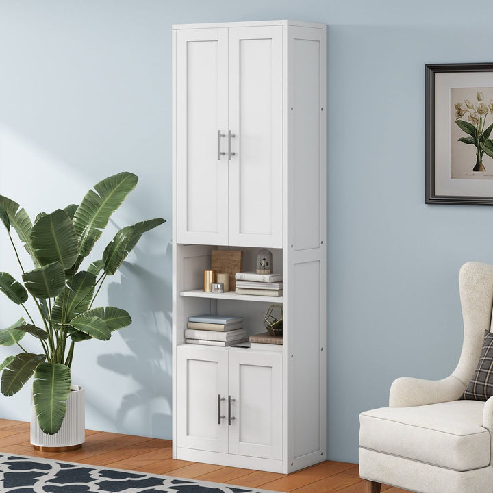 Full Size Murphy Bed with 1 Side Cabinet Storage Shelf, 61.5-inch Cabinet Bed Folding Wall Bed with Desk Combo Perfect for Guest Room,Study, Office,White(old sku:BS7012008109C)
