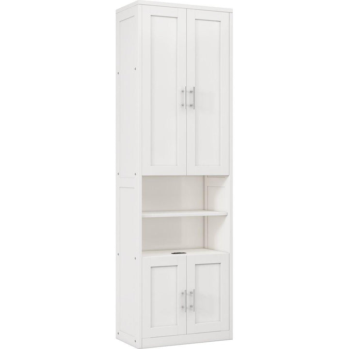 Queen Size Murphy Bed with 2 Side Cabinet Storage Shelves, 68-inch Cabinet Bed Folding Wall Bed with Desk Combo Perfect for Guest Room, Study, Office,White(old sku:BS7013008104C)