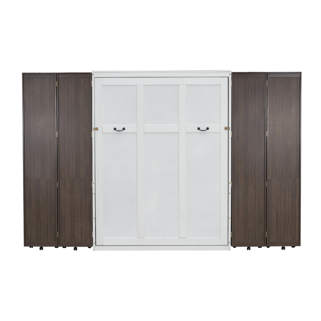 Queen Murphy Bed Wall Bed with Storage Doors, Espresso