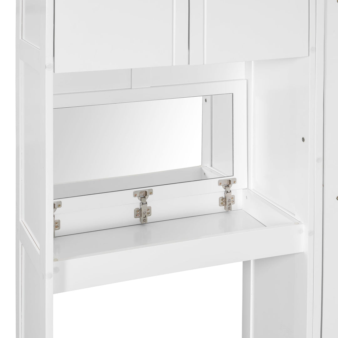Queen Size Murphy Bed with Desk, Vanity and Cabinets, White