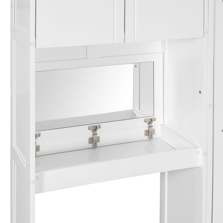Queen Size Murphy Bed with Desk, Vanity and Cabinets, White