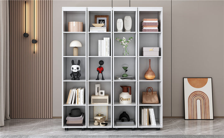 Queen Murphy Bed Wall Bed with Storage Doors, White