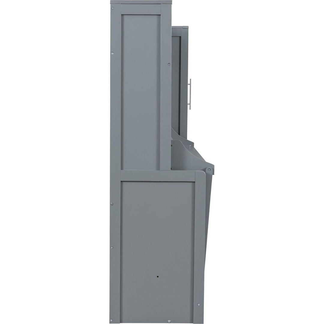 Full Size Murphy Bed Wall Bed with Closet and Drawers,Gray