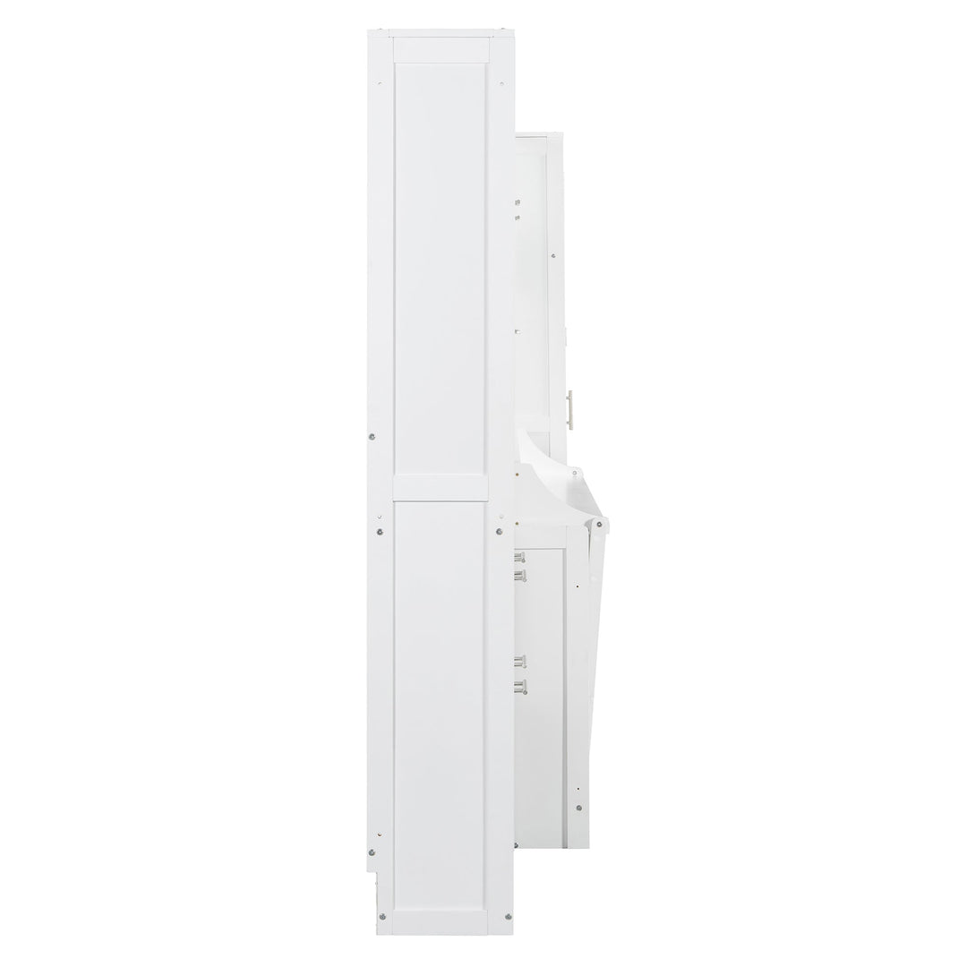 Streamdale Furniture Full Size Murphy Bed Wall Bed with Closet , Drawers and Shelves, White LP000383AAK