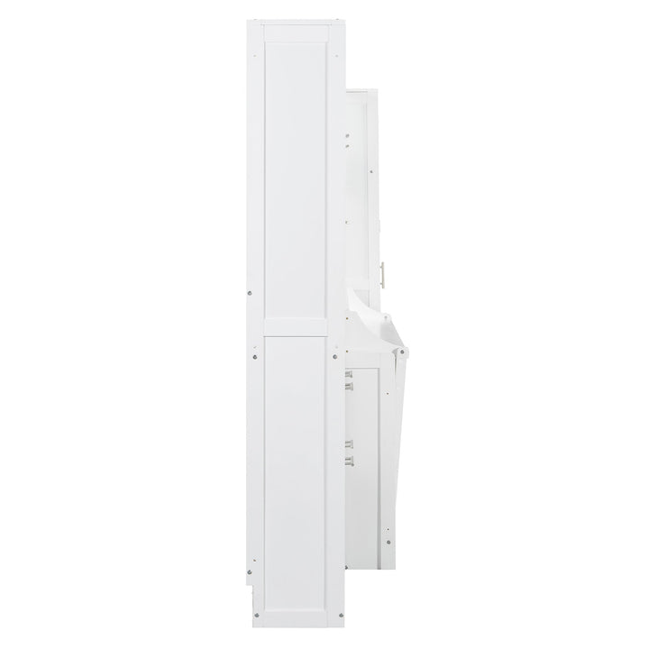 Streamdale Furniture Full Size Murphy Bed Wall Bed with Closet , Drawers and Shelves, White LP000383AAK