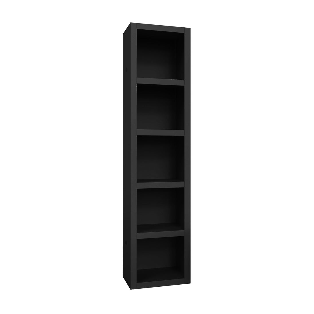 Easy-Lift Twin Murphy Wall Bed in Black with Bookshelf