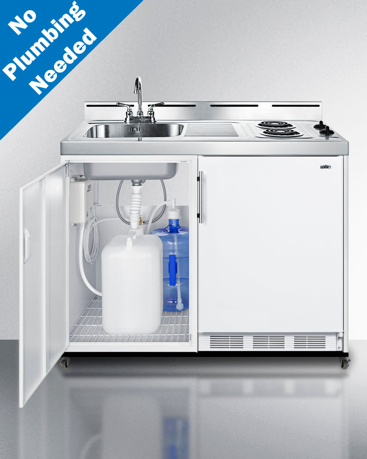 Summit 48" Wide Mobile All-In-One Kitchenette, No Plumbing Needed