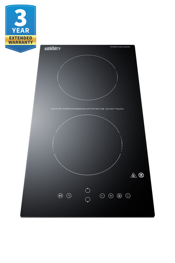 Summit 12" Wide 115V 2-Burner Radiant Cooktop With Safety Shutoff