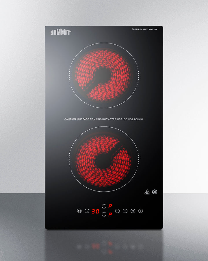 Summit 12" Wide 115V 2-Burner Radiant Cooktop With Safety Shutoff