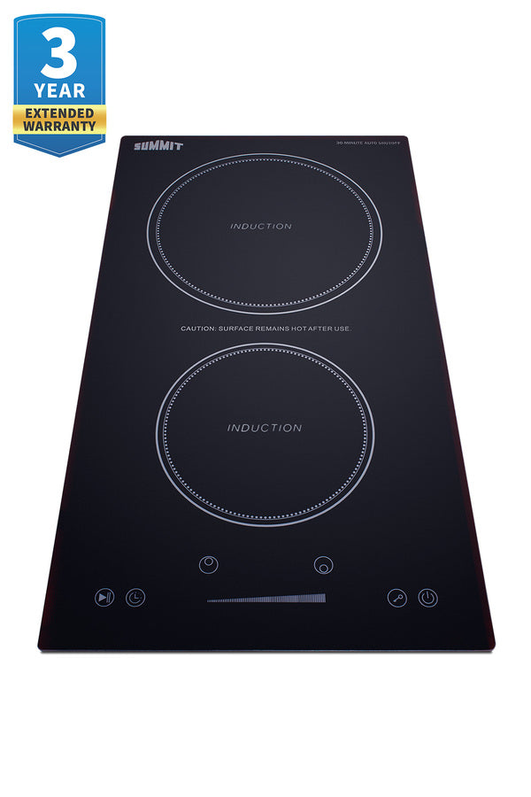 Summit 12" Wide 115V 2-Zone Induction Cooktop With Safety Shutoff