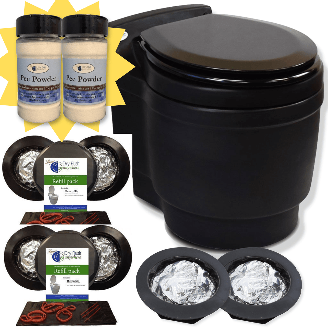 Dry Flush Laveo Dry Flush Toilet RV Bundle DF1045BLK-super