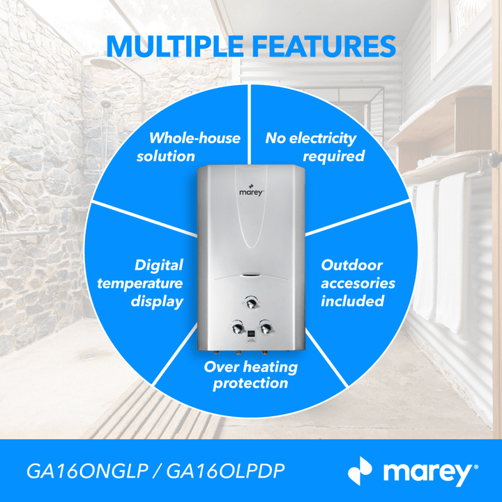 Marey Marey 16L Digital Gas Liquid Propane Tankless Water Heaters GA16OLPDP