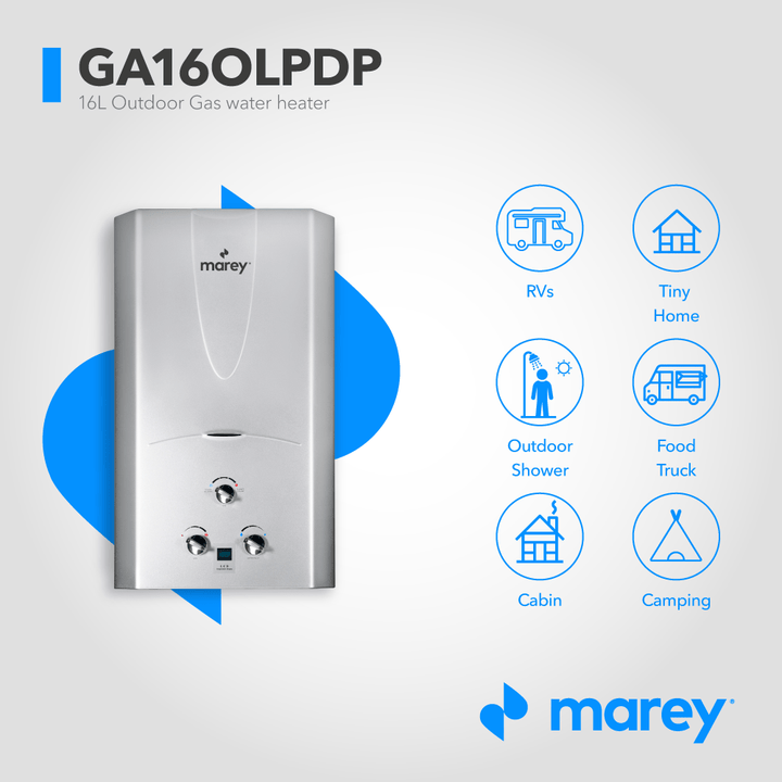 Marey Marey 16L Digital Gas Liquid Propane Tankless Water Heaters GA16OLPDP