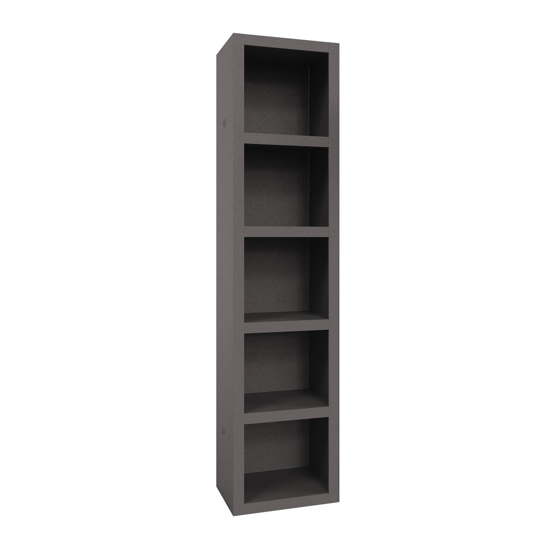 Easy-Lift Twin Murphy Wall Bed in Dark Grey with Bookshelf