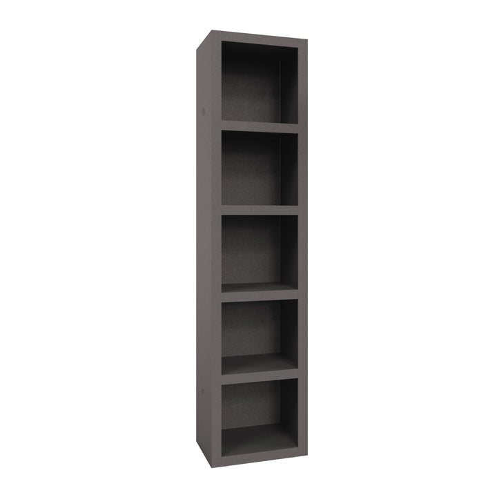 Easy-Lift Twin Murphy Wall Bed in Dark Grey with Bookshelf