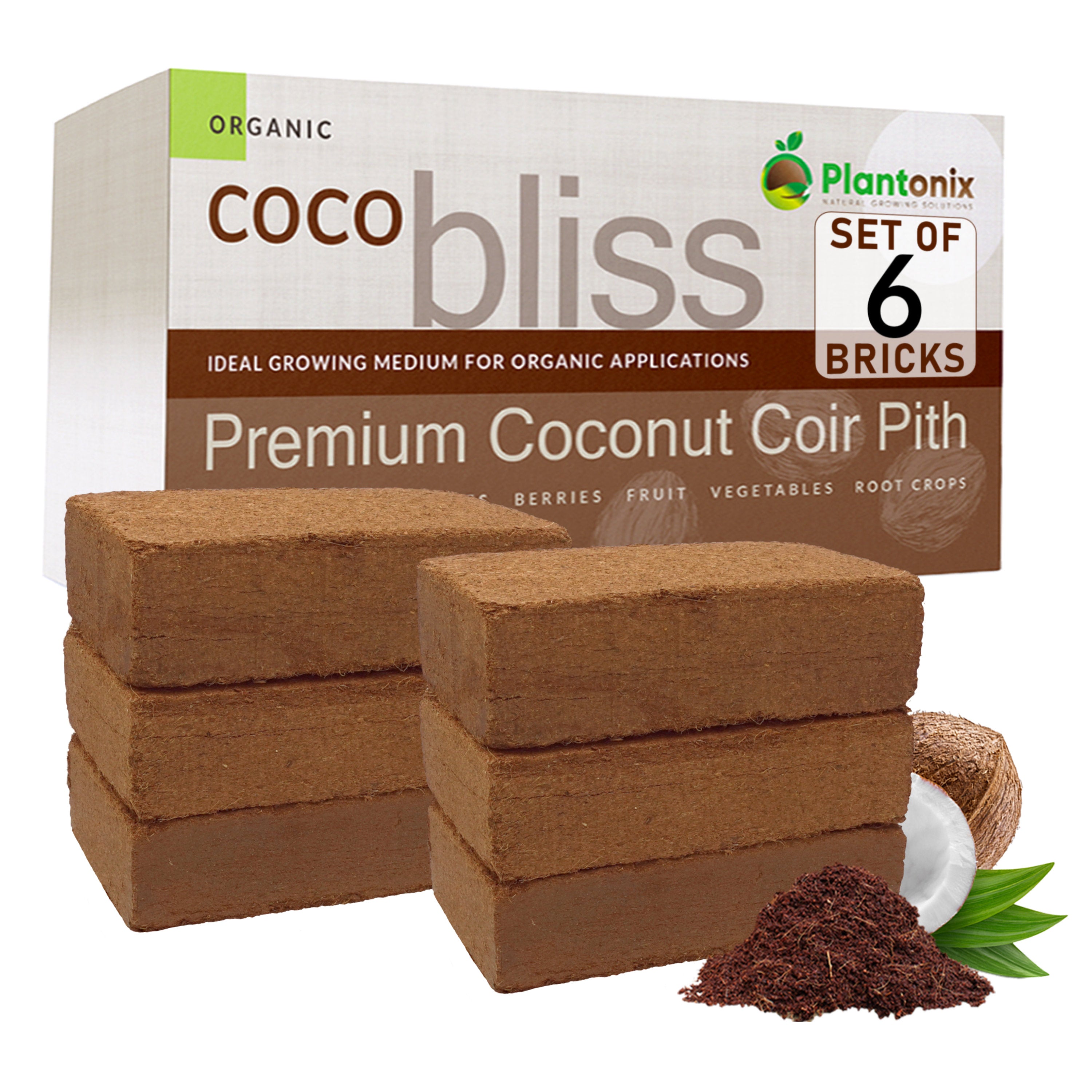 Plantonix Coco Bliss - 650g Coco Coir Bricks - Premium Organic