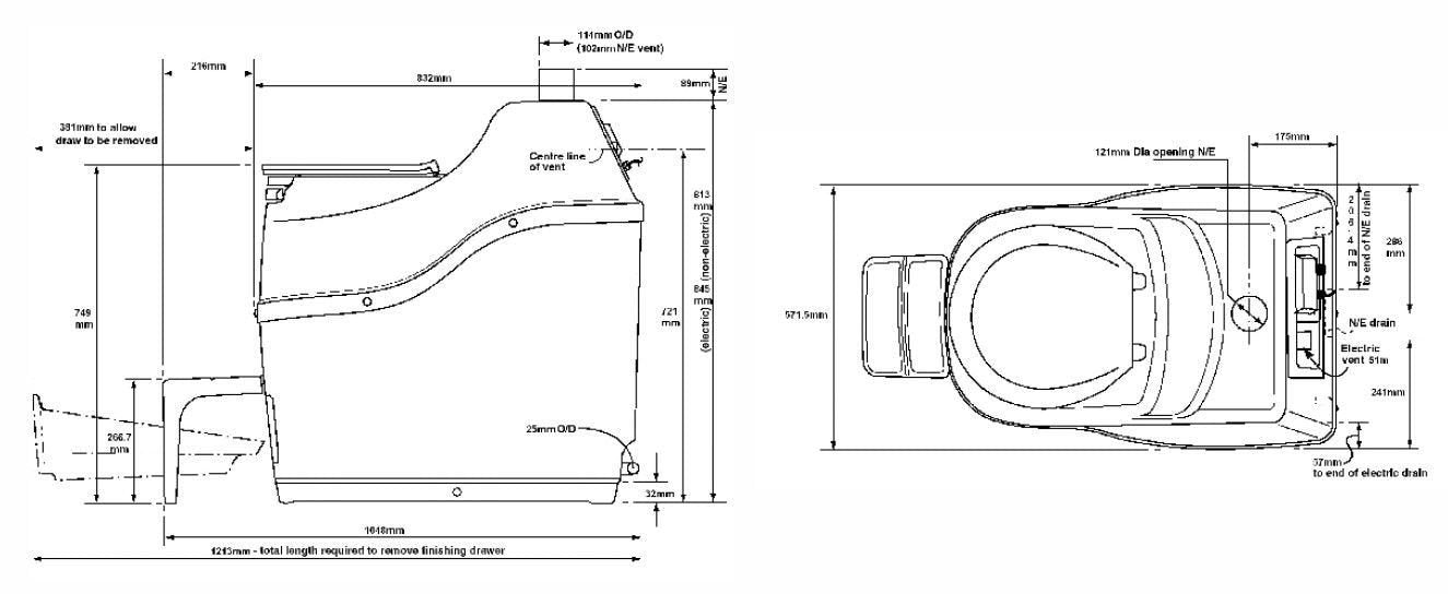 Sun-Mar Excel NE Composting Toilet Dimensions